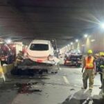 Tres lesionados por  accidente en el túnel de la 27 de Febrero